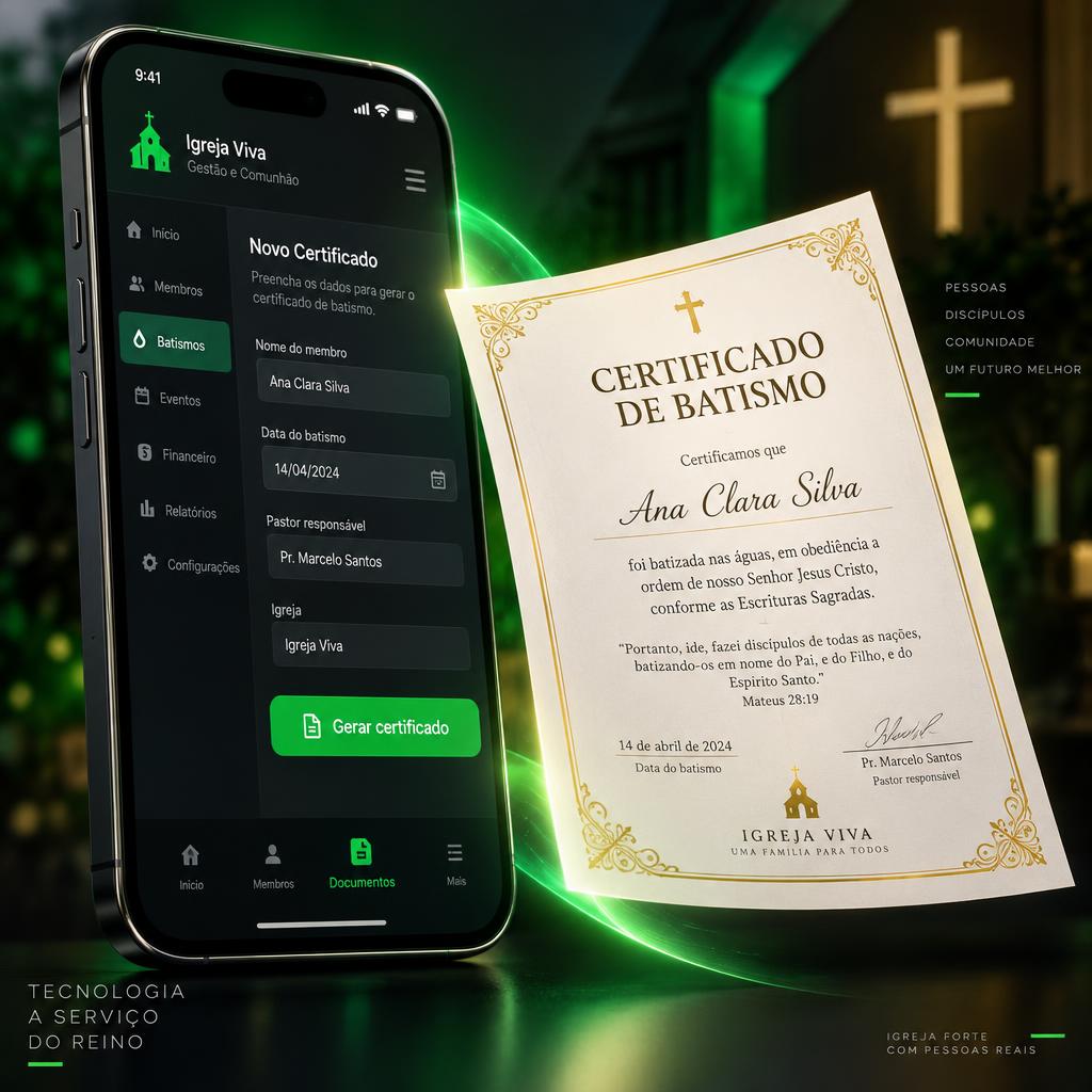 App gerando certificado de batismo